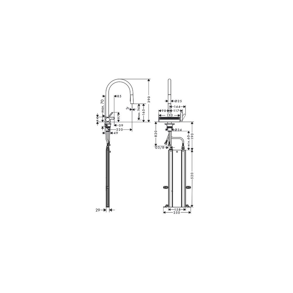 hansgrohe Aquno Select M81 Einhebel-Küchenmischer 170mm 6l/min sBox, Chrom, 3jet, A... HANSGROHE-73831000 4059625255179 (Abb. 3)