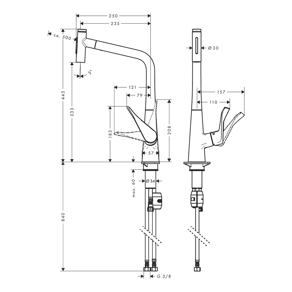 hansgrohe Metris Select M71 Einhebel-Küchenmischer 320mm 8l/min Chrom, 2jet Auszieh... HANSGROHE-73820000 4059625255605 (Abb. 3)