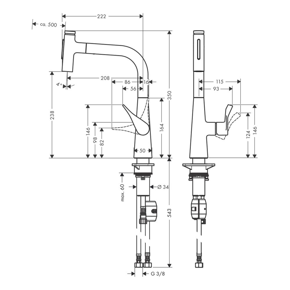 hansgrohe Metris Select M71 Einhebel-Küchenmischer 240mm 7l/min Chrom, 2jet Auszieh... HANSGROHE-73822000 4059625255582 (Abb. 3)