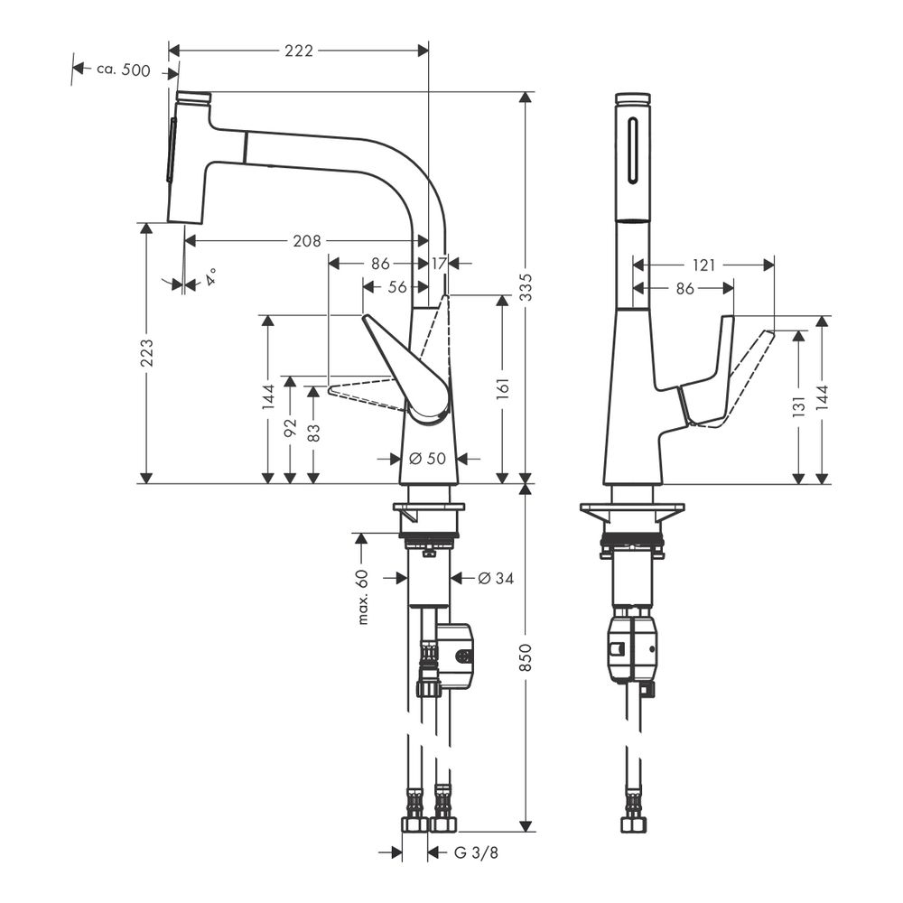 hansgrohe Talis Select M51, Einhebel-Küchenmischer 220mm 7l/min Chrom, Ausziehbraus... HANSGROHE-72824000 4059625255643 (Abb. 3)