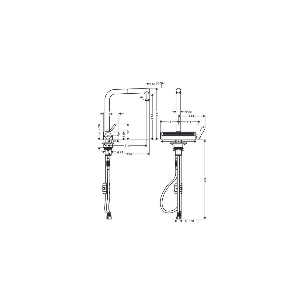 hansgrohe Aquno Select M81 Einhebel-Küchenmischer 250mm 7l/min Edelstahl Finish, 2j... HANSGROHE-73836800 4059625269435 (Abb. 3)