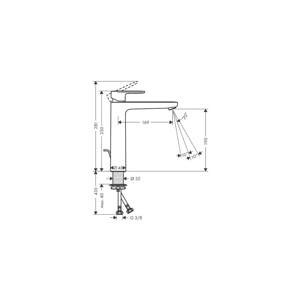 Hansgrohe Vernis Blend Einhebel-Waschtischmischer 190mm, mit Metall Zugstangen-Abla... HANSGROHE-71548000 4059625836101 (Abb. 2)