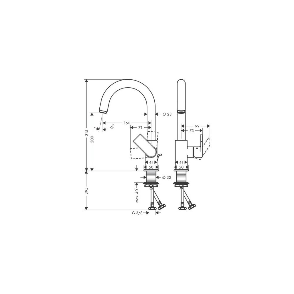 Hansgrohe Vernis Shape Einhebel-Waschtischmischer, 5l/min, Schwenkauslauf, Zugstang... HANSGROHE-71564000 4059625325483 (Abb. 4)