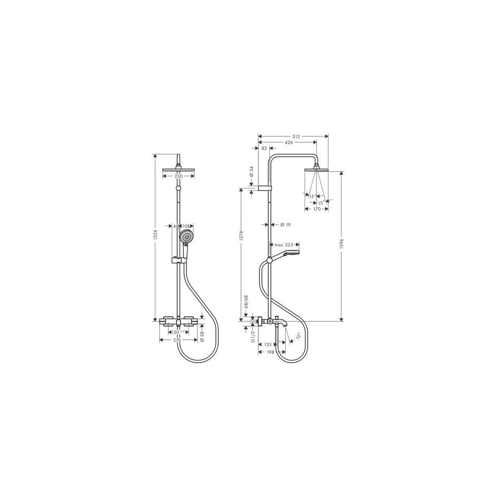 hansgrohe Vernis Shape Showerpipe 230mm 1jet 20l/min mit Wannenthermostat, Chrom... HANSGROHE-26284000 4059625328958 (Abb. 3)