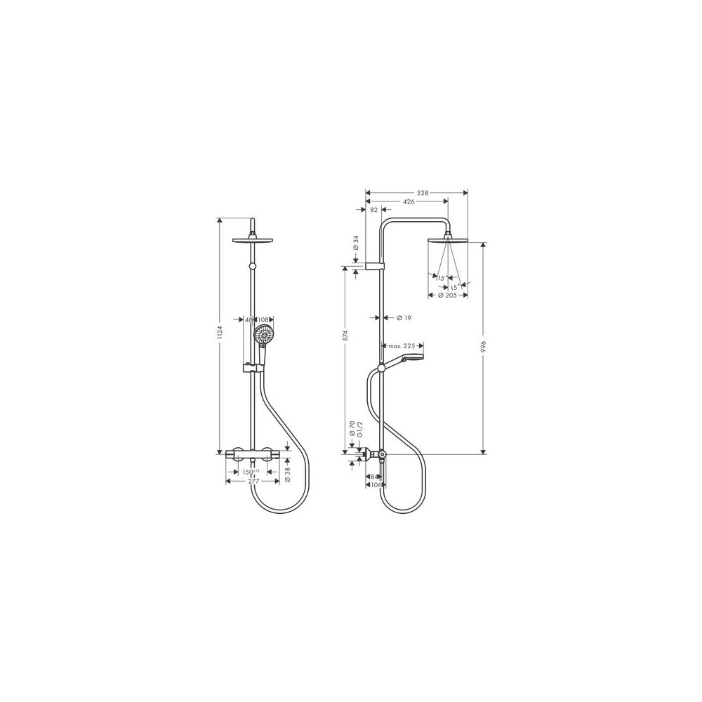 hansgrohe Vernis Blend Showerpipe 200mm 1jet 15,2l/min mit Thermostat, Mattschwarz... HANSGROHE-26276670 4059625339084 (Abb. 3)