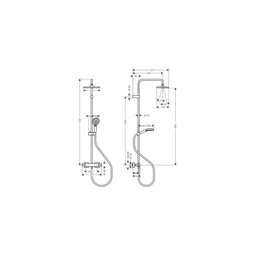 hansgrohe Vernis Shape Showerpipe 230mm 1jet 15,2l/min mit Thermostat, Chrom... HANSGROHE-26286000 4059625314753 (Abb. 3)