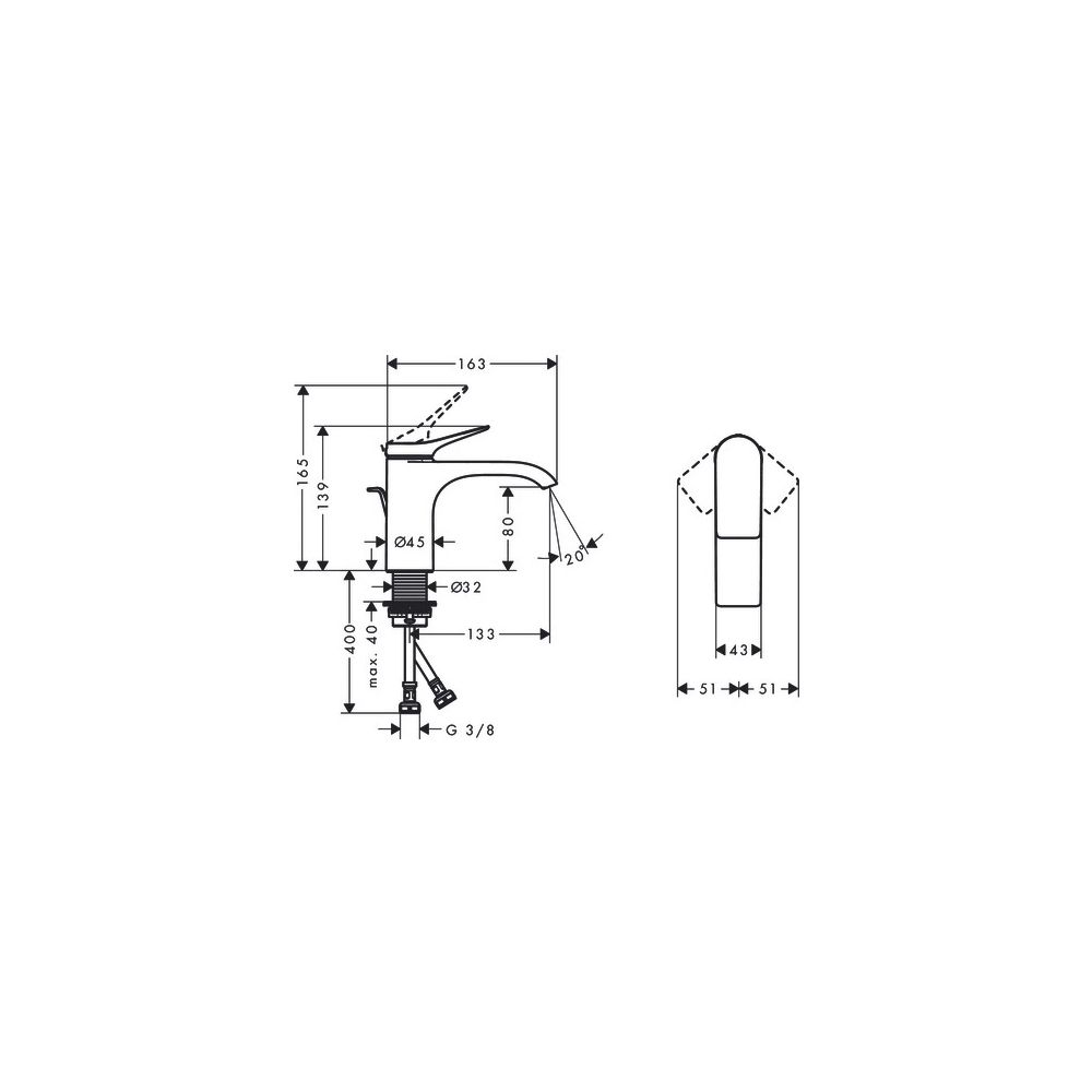 hansgrohe Vivenis Einhebel-Waschtischmischer 80mm 5l/min Chrom mit Zugstangen-Garni... HANSGROHE-75010000 4059625335246 (Abb. 4)