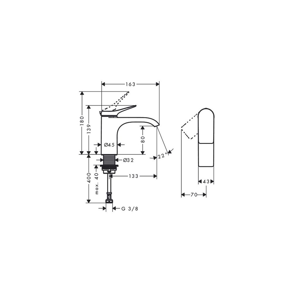 hansgrohe Standventil 80 Vivenis ohne Garnitur, Mattschwarz... HANSGROHE-75013670 4059625335031 (Abb. 3)