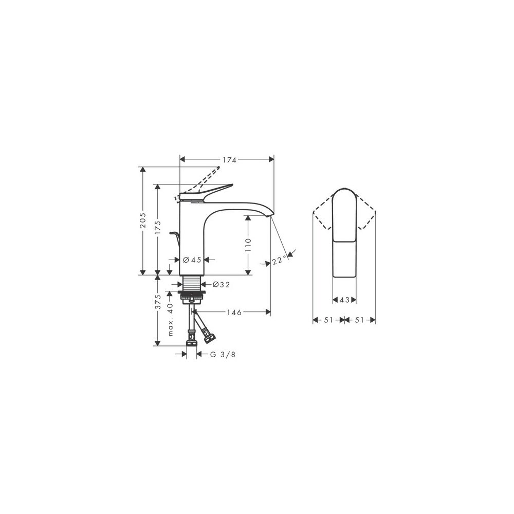 hansgrohe Vivenis Einhebel-Waschtischmischer 110mm 5l/min Chrom mit Zugstangen-Garn... HANSGROHE-75020000 4059625334980 (Abb. 4)
