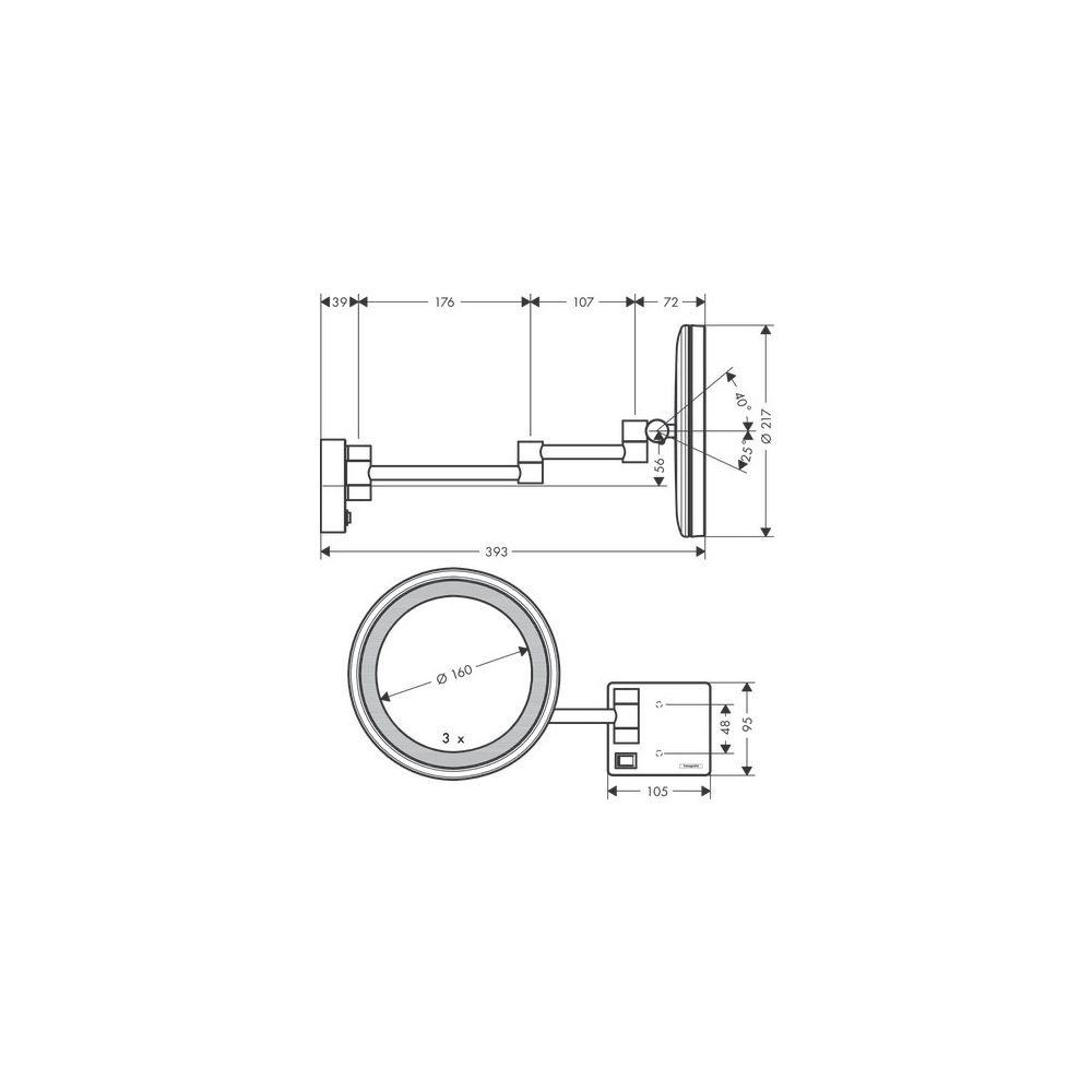 hansgrohe AddStoris Rasierspiegel mit LED Leuchte, Mattschwarz... HANSGROHE-41790670 4059625321935 (Abb. 3)