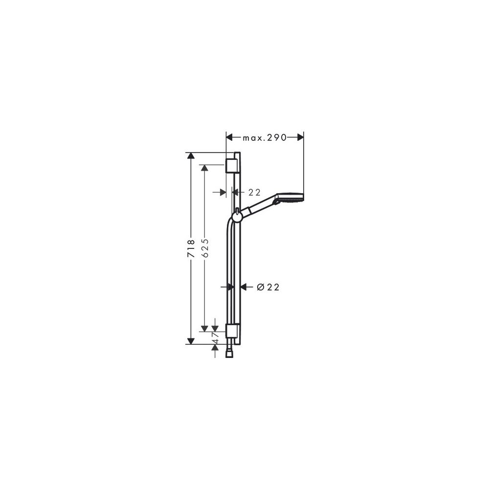 hansgrohe Vernis Blend Brauseset 100mm Vario EcoSmart mit Brausestange S Puro 650mm... HANSGROHE-26423670 4059625365816 (Abb. 3)
