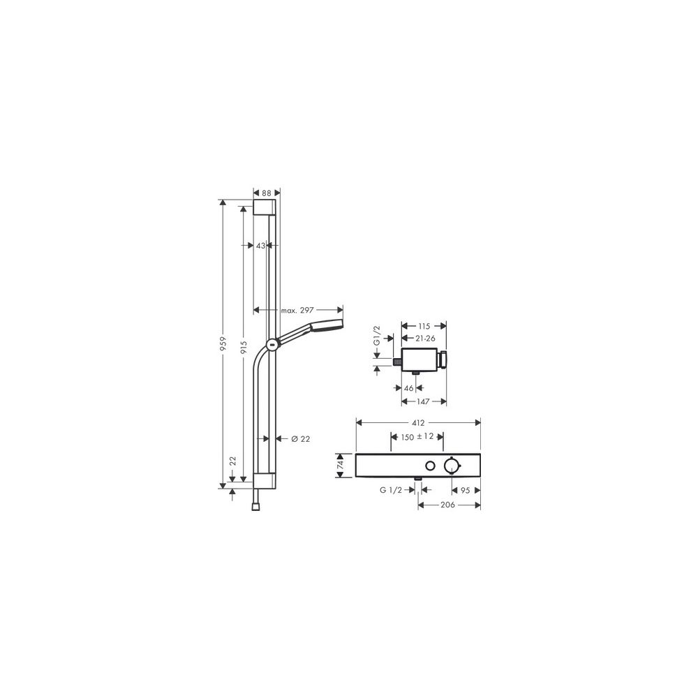 hansgrohe Pulsify Select S Brausesystem 105mm 3jet Relaxation, ShowerTablet 400, Br... HANSGROHE-24270000 4059625368275 (Abb. 4)