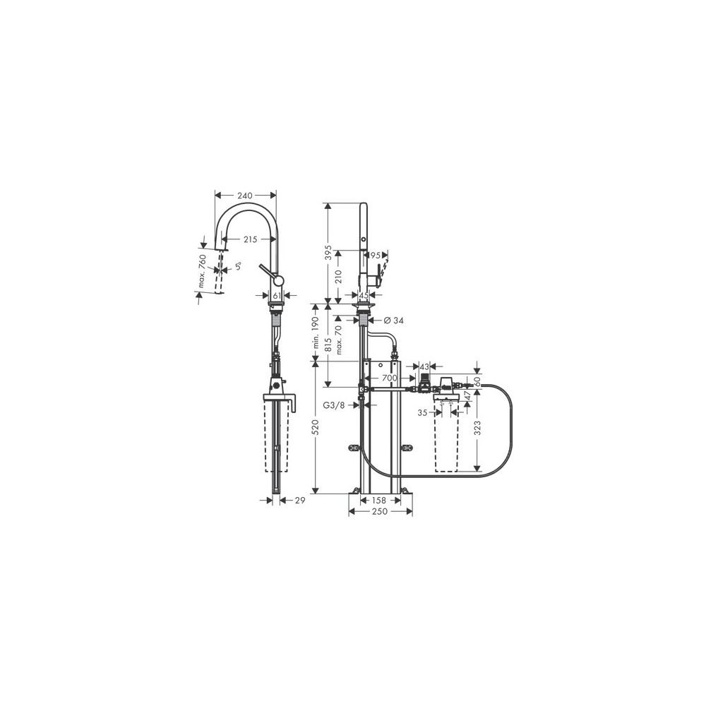 hansgrohe Aqittura FilterSystem M91, Einhebel-Küchenmischer 210mm 6,5l/min Edelstah... HANSGROHE-76826800 4059625391211 (Abb. 3)