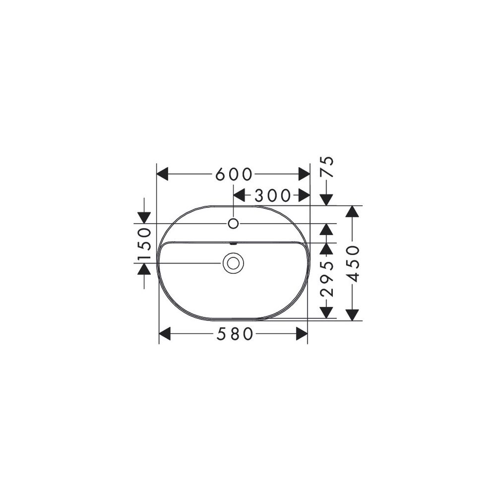 hansgrohe Xuniva U Aufsatzwaschtisch 600x450mm mit Hahnloch und Überlauf, Weiß... HANSGROHE-60171450 4059625475805 (Abb. 2)