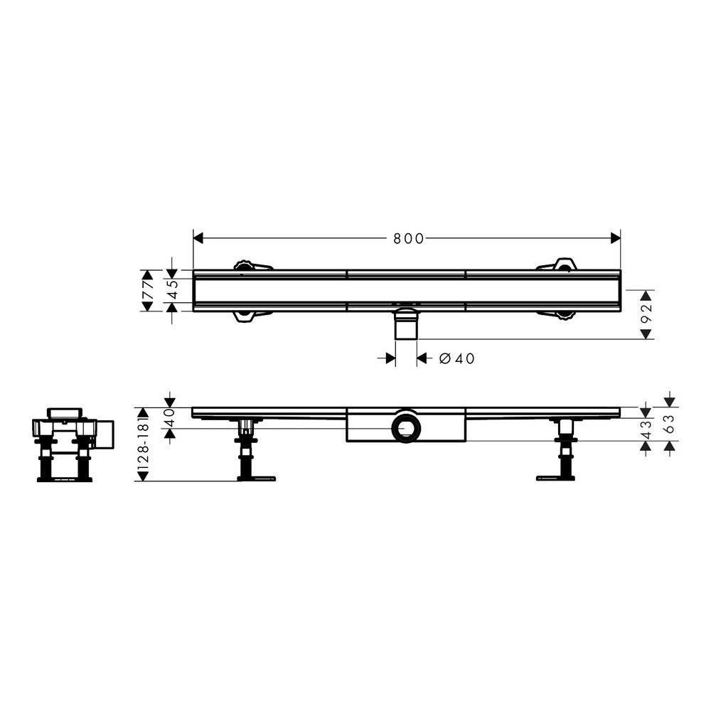 Hansgrohe RainDrain Compact Komplettset Duschrinne 800mm, für flache Installation, ... HANSGROHE-56166800 4059625429990 (Abb. 3)