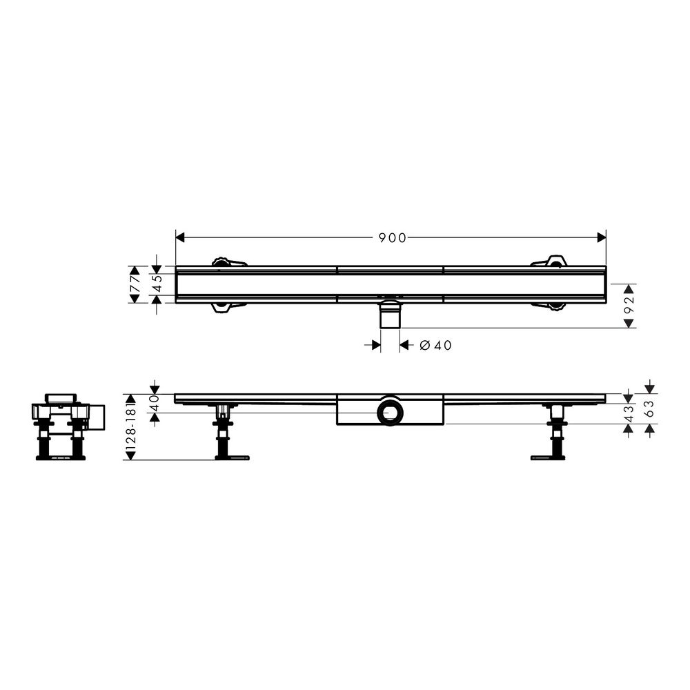 Hansgrohe RainDrain Compact Komplettset Duschrinne 900mm, für flache Installation, ... HANSGROHE-56168800 4059625429976 (Abb. 3)