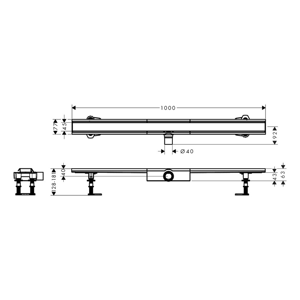 Hansgrohe RainDrain Compact Komplettset Duschrinne 1000mm, für flache Installation,... HANSGROHE-56170800 4059625429952 (Abb. 3)