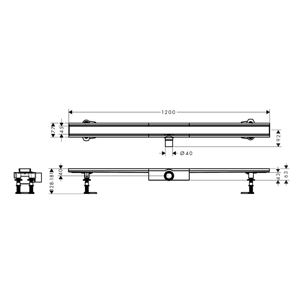 hansgrohe RainDrain Compact Komplettset Duschrinne 1200mm, Edelstahl gebürstet, für... HANSGROHE-56172800 4059625429938 (Abb. 3)