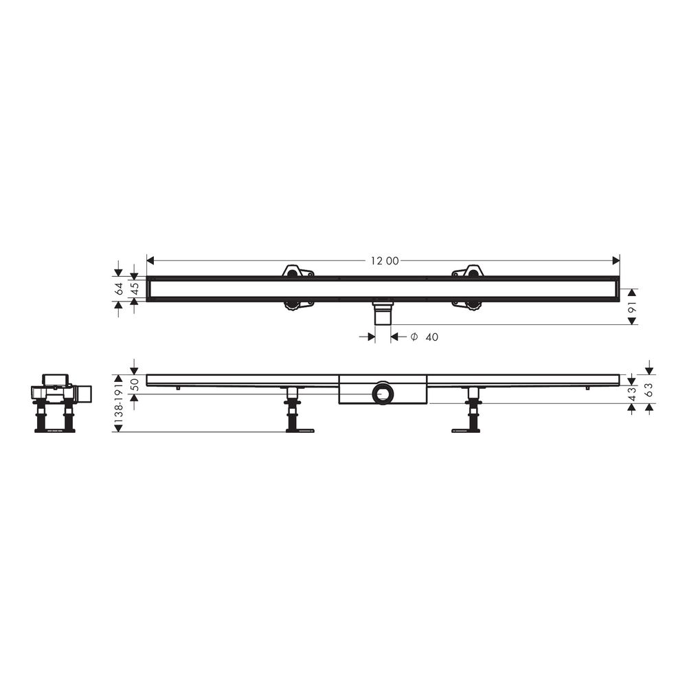 Hansgrohe RainDrain Compact Komplettset Duschrinne 1200mm, befliesbar für flache In... HANSGROHE-56173000 4059625429921 (Abb. 3)