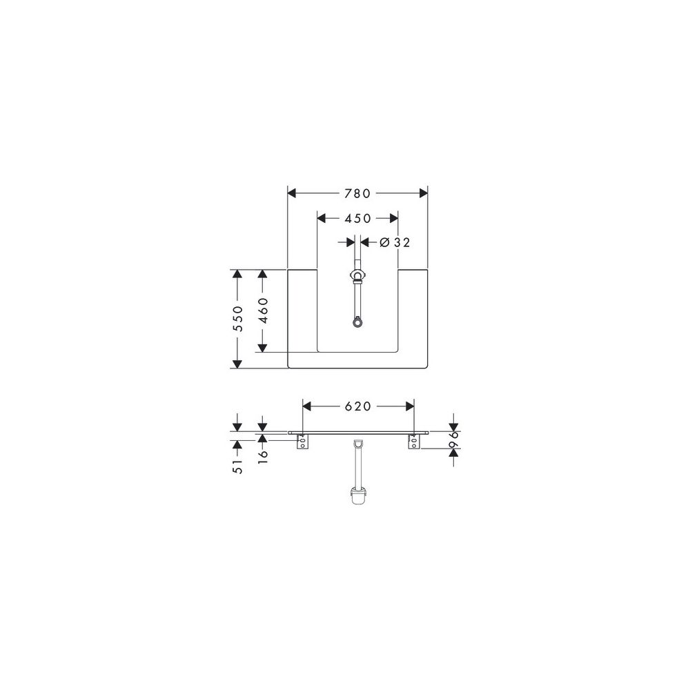 Hansgrohe Xelu Q Konsole 780x550mm, Ausschnitt mittig für Aufsatzwaschtisch geschli... HANSGROHE-54094230 4059625457122 (Abb. 2)