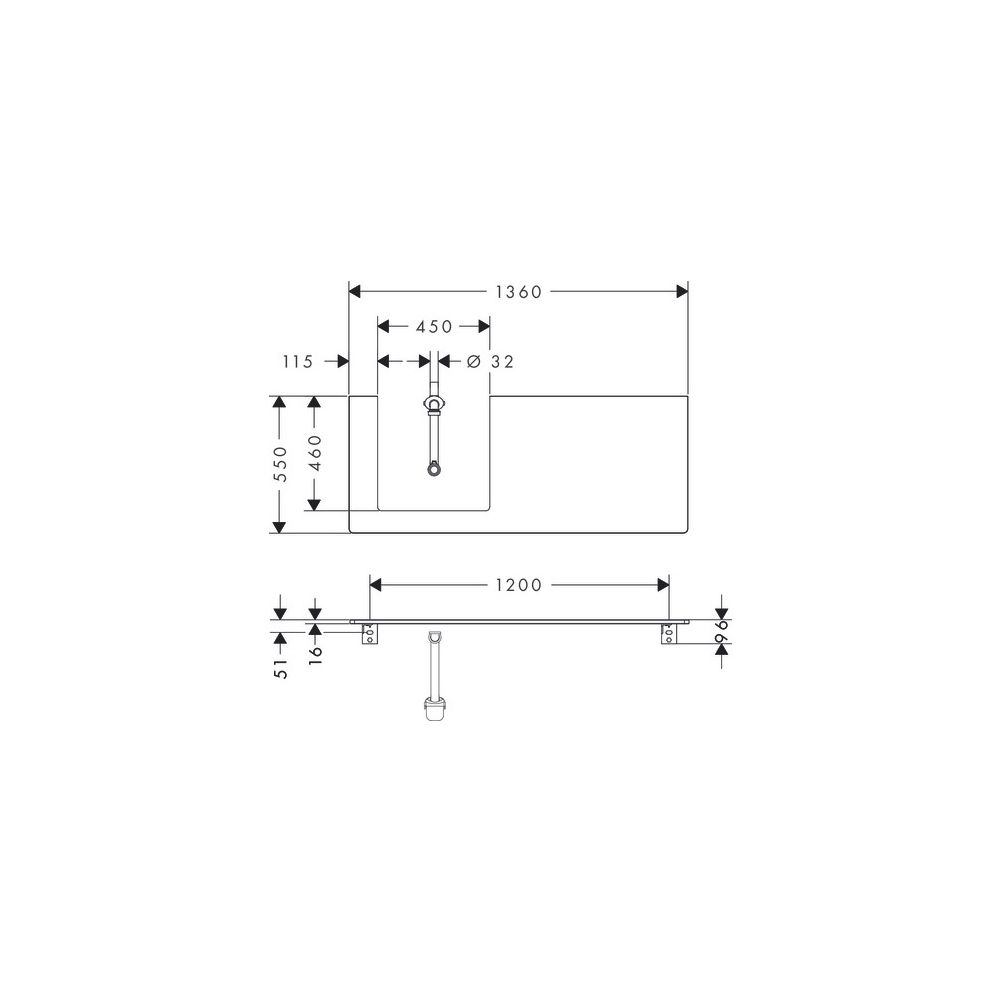 Hansgrohe Xelu Q Konsole 1360x550mm, Ausschnitt links für Aufsatzwaschtisch geschli... HANSGROHE-54097910 4059625457382 (Abb. 3)