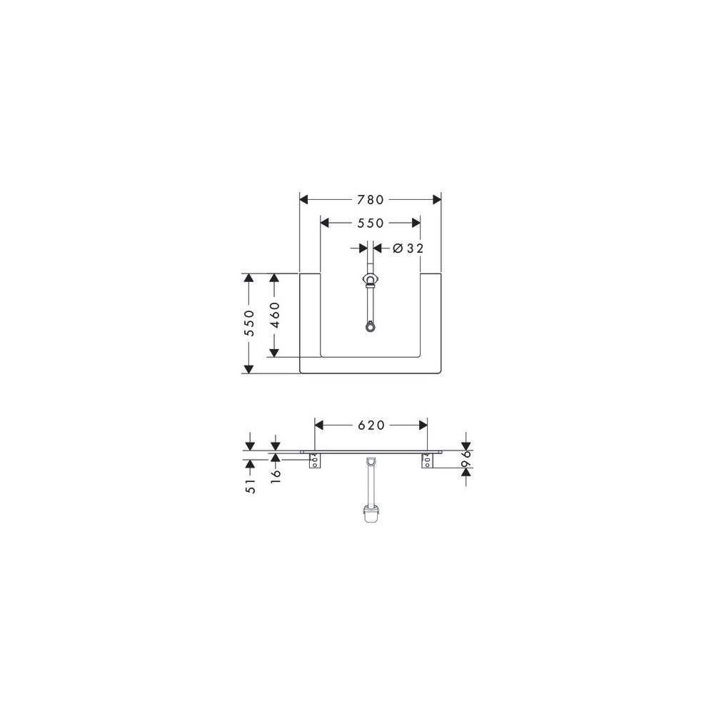 Hansgrohe Xelu Q Konsole 780x550mm, Ausschnitt mittig für Aufsatzwaschtisch geschli... HANSGROHE-54109630 4059625457276 (Abb. 2)