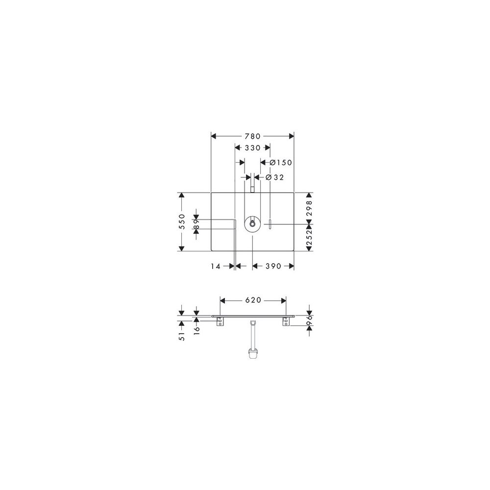 Hansgrohe Xelu Q Konsole 780x550mm, Ausschnitt mittig für Aufsatzwaschtisch ohne Ha... HANSGROHE-54113630 4059625457511 (Abb. 2)