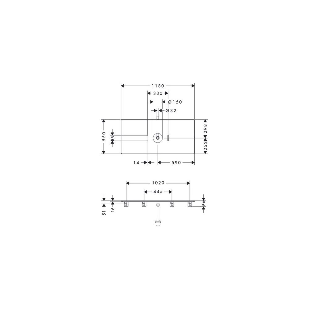 Hansgrohe Xelu Q Konsole 1180x550mm, Ausschnitt mittig für Aufsatzwaschtisch ohne H... HANSGROHE-54115230 4059625457832 (Abb. 2)