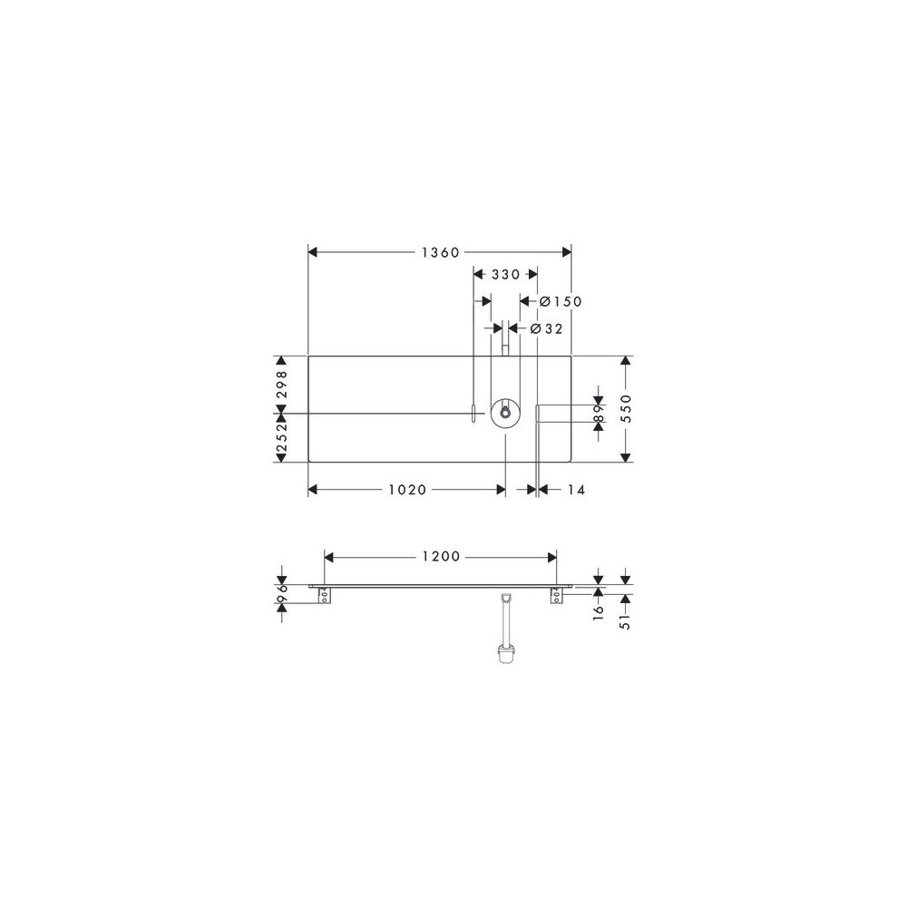 Hansgrohe Xelu Q Konsole 1360x550mm, Ausschnitt rechts für Aufsatzwaschtisch ohne H... HANSGROHE-54117910 4059625457740 (Abb. 3)