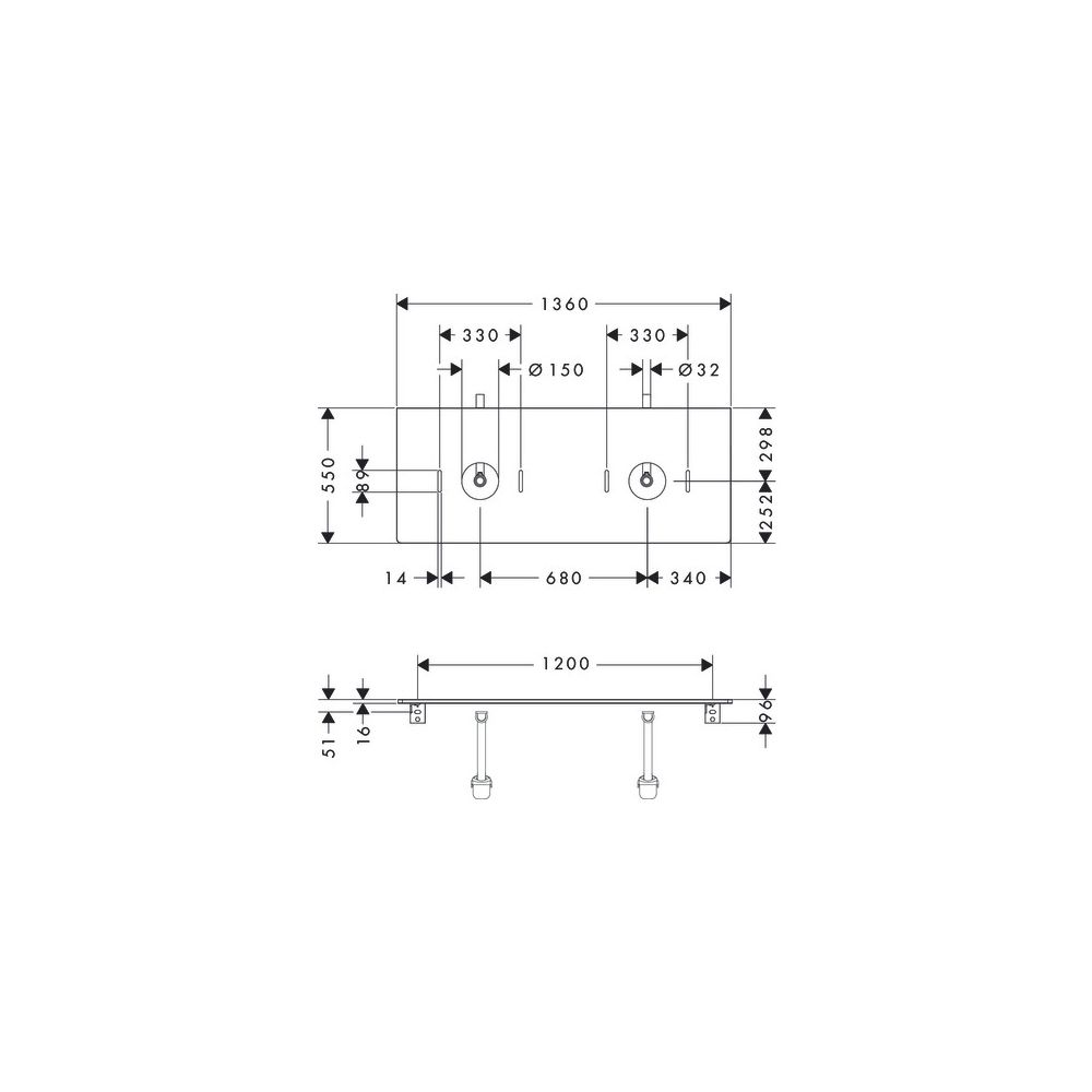 Hansgrohe Xelu Q Konsole 1360x550mm, 2 Ausschnitte für Aufsatzwaschtisch ohne Hahnl... HANSGROHE-54118910 4059625457702 (Abb. 3)