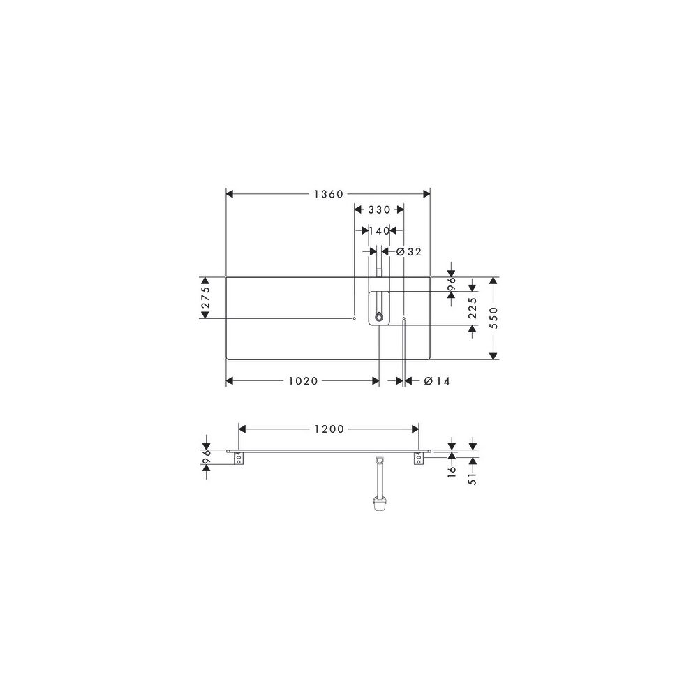 Hansgrohe Xelu Q Konsole 1360x550mm, Ausschnitt rechts für Aufsatzwaschtisch, Hahnl... HANSGROHE-54124910 4059625457863 (Abb. 3)