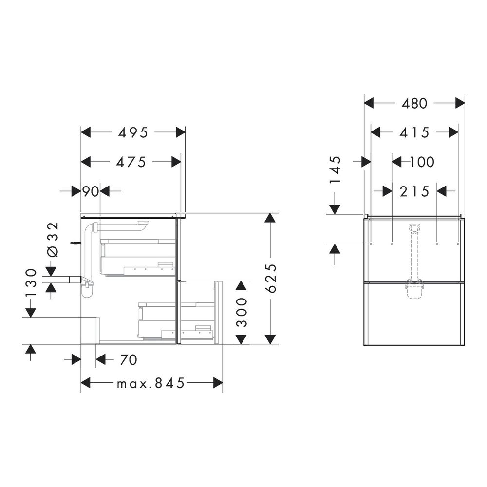 Hansgrohe Xelu Q Waschtischunterschrank Nussbaum Dunkel 480x475mm, Griff Mattweiß m... HANSGROHE-54022700 4059625455173 (Abb. 3)