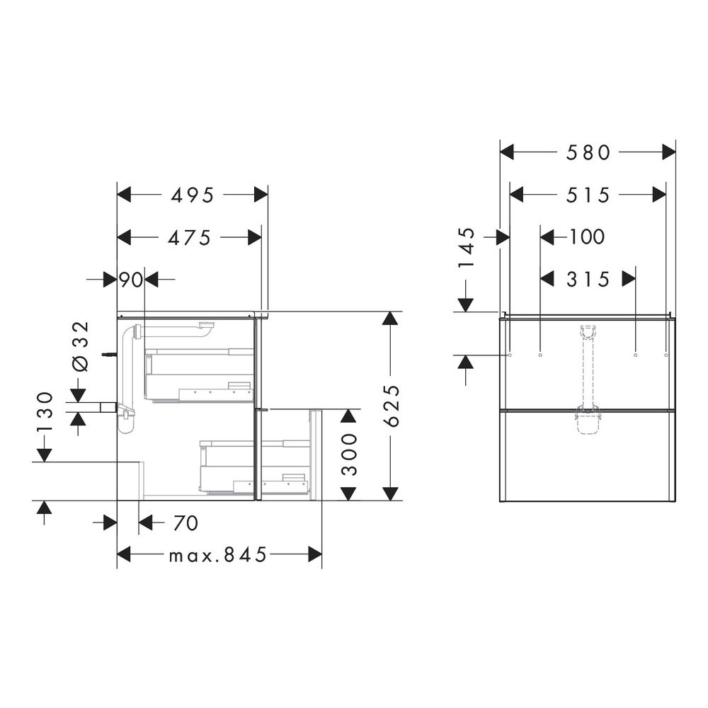 hansgrohe Xelu Q Waschtischunterschrank Diamantgrau Matt 580x475mm, Griff Mattschwa... HANSGROHE-54024670 4059625455623 (Abb. 3)