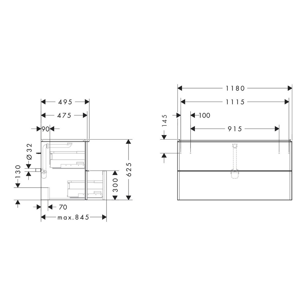 hansgrohe Xelu Q Waschtischunterschrank Diamantgrau Matt 1180x475mm, Griff Mattschw... HANSGROHE-54036670 4059625455760 (Abb. 4)