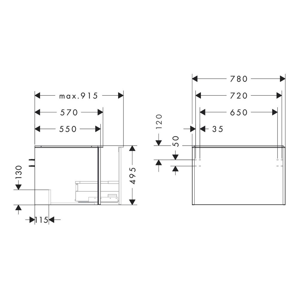 hansgrohe Xelu Q Waschtischunterschrank Weiß Hochglanz 780x550mm, Griff Chrom mit 1... HANSGROHE-54054000 4059625455937 (Abb. 3)
