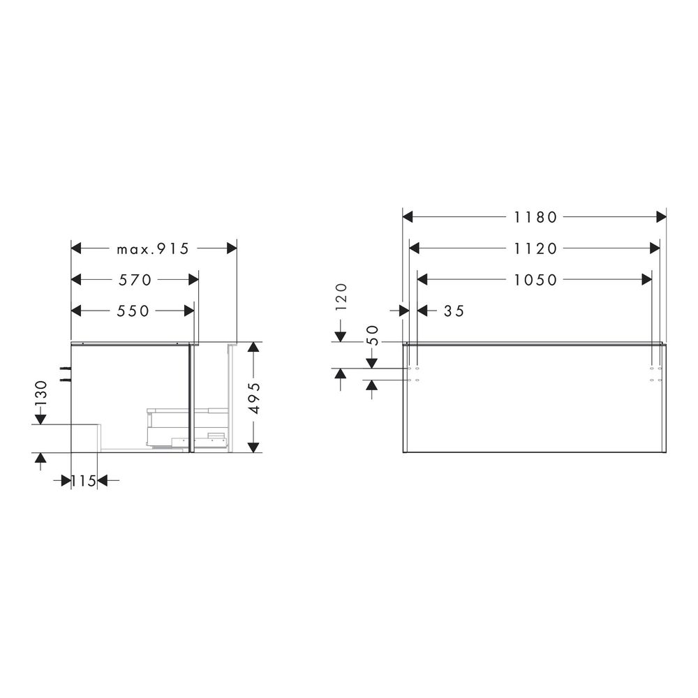 Hansgrohe Xelu Q Waschtischunterschrank Diamantgrau Matt 1180x550mm, Griff Mattweiß... HANSGROHE-54063700 4059625456040 (Abb. 3)