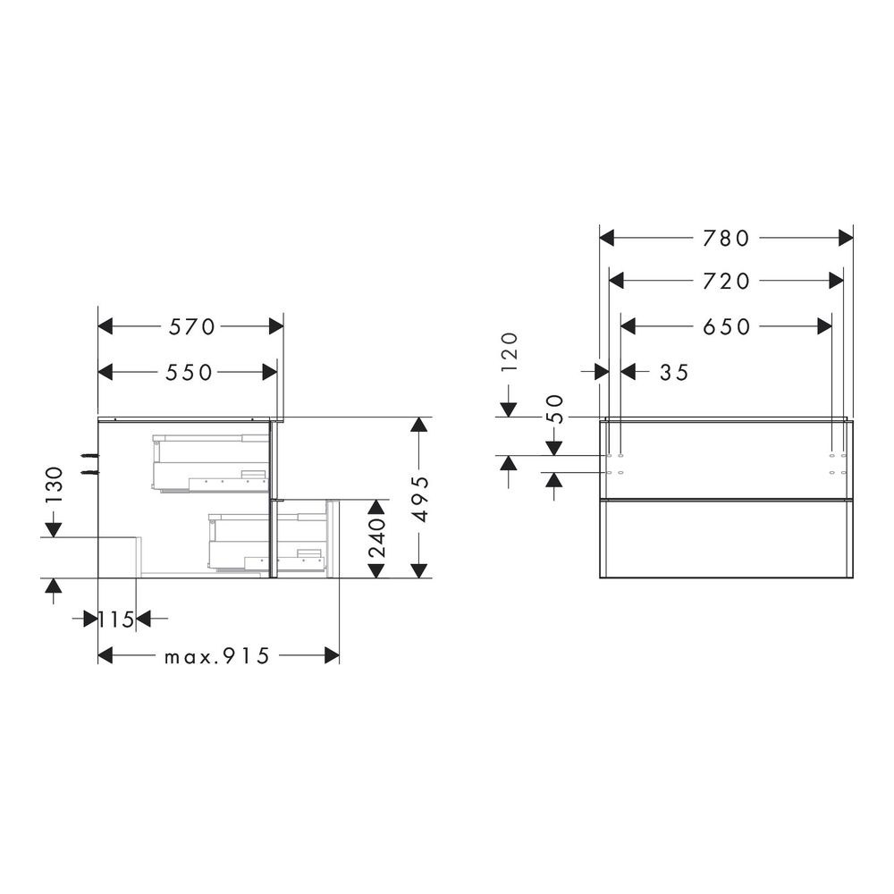 hansgrohe Xelu Q Waschtischunterschrank Eiche Natur 780x550mm, Griff Mattweiß mit 2... HANSGROHE-54076700 4059625456453 (Abb. 3)
