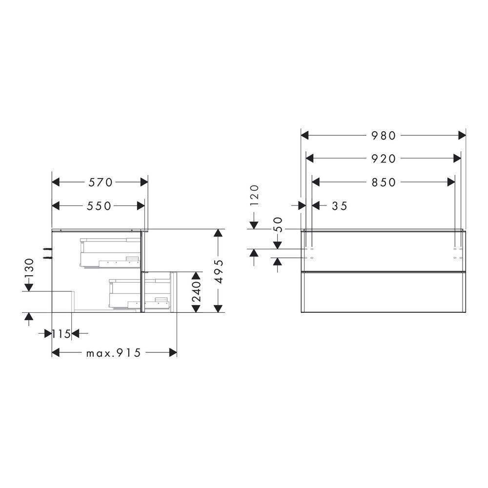 hansgrohe Xelu Q Waschtischunterschrank Nussbaum Dunkel 980x550mm, Griff Mattschwar... HANSGROHE-54081670 4059625456712 (Abb. 3)