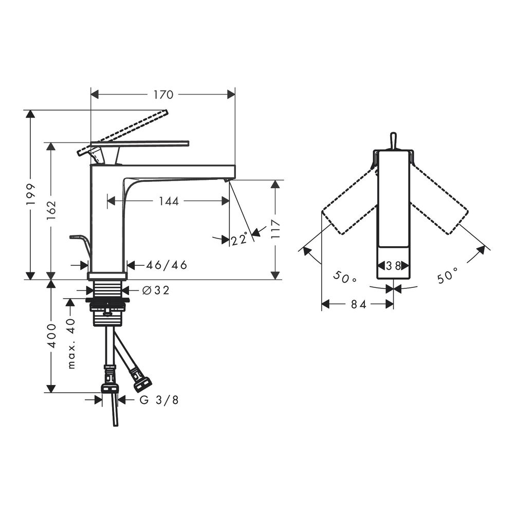 Hansgrohe Tecturis E Einhebel-Waschtischmischer 110mm, 4l/min, EcoSmartPlus, Zugsta... HANSGROHE-73010340 4059625811085 (Abb. 3)