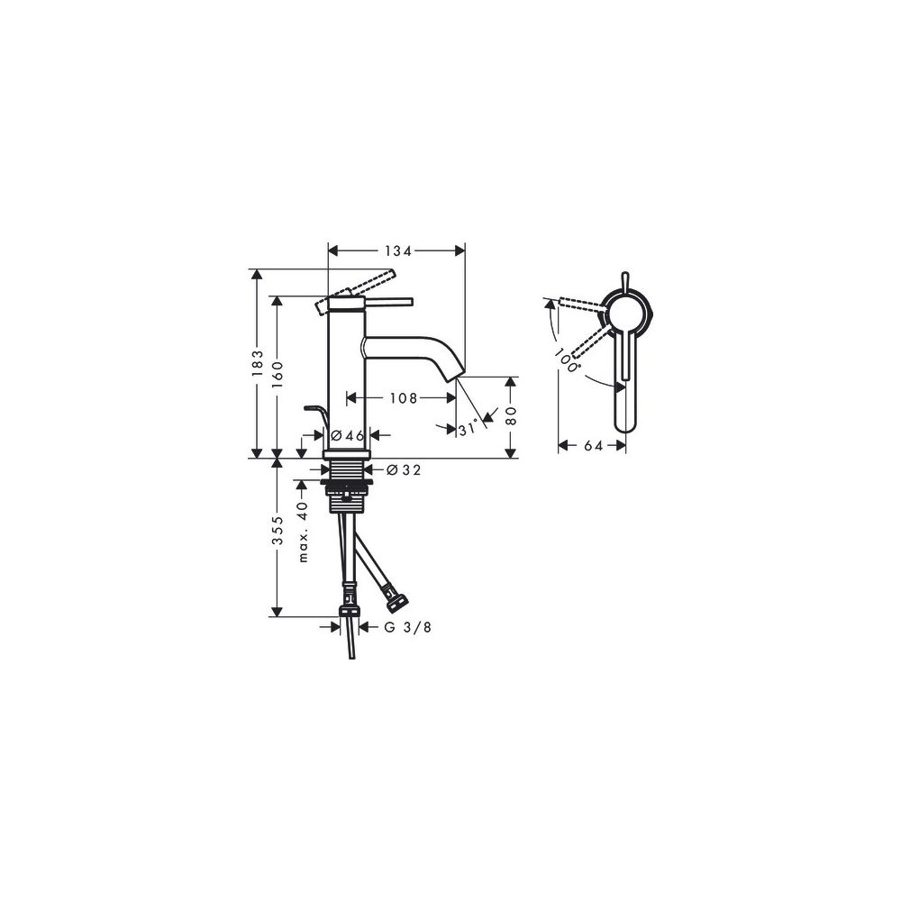 hansgrohe Tecturis S Einhebel-Waschtischmischer 80mm 5l/min CoolStart Chrom mit Zug... HANSGROHE-73305000 4059625507056 (Abb. 3)