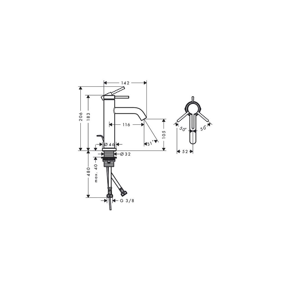 hansgrohe Tecturis S Einhebel-Waschtischmischer 110mm 4l/min EcoSmart plus Chrom mi... HANSGROHE-73310000 4059625470985 (Abb. 5)