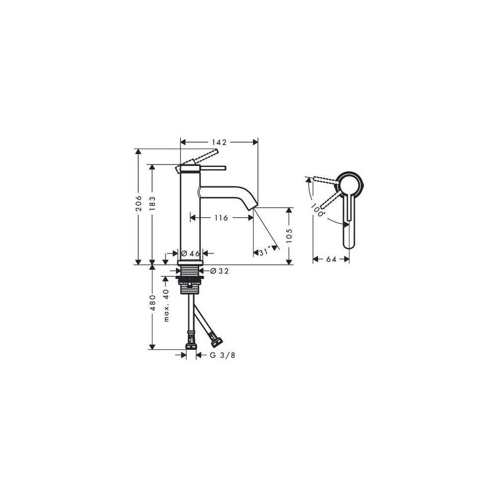 Hansgrohe Tecturis S Einhebel-Waschtischmischer 110mm, 4l/min, CoolStart EcoSmartPl... HANSGROHE-73312340 4059625811368 (Abb. 3)