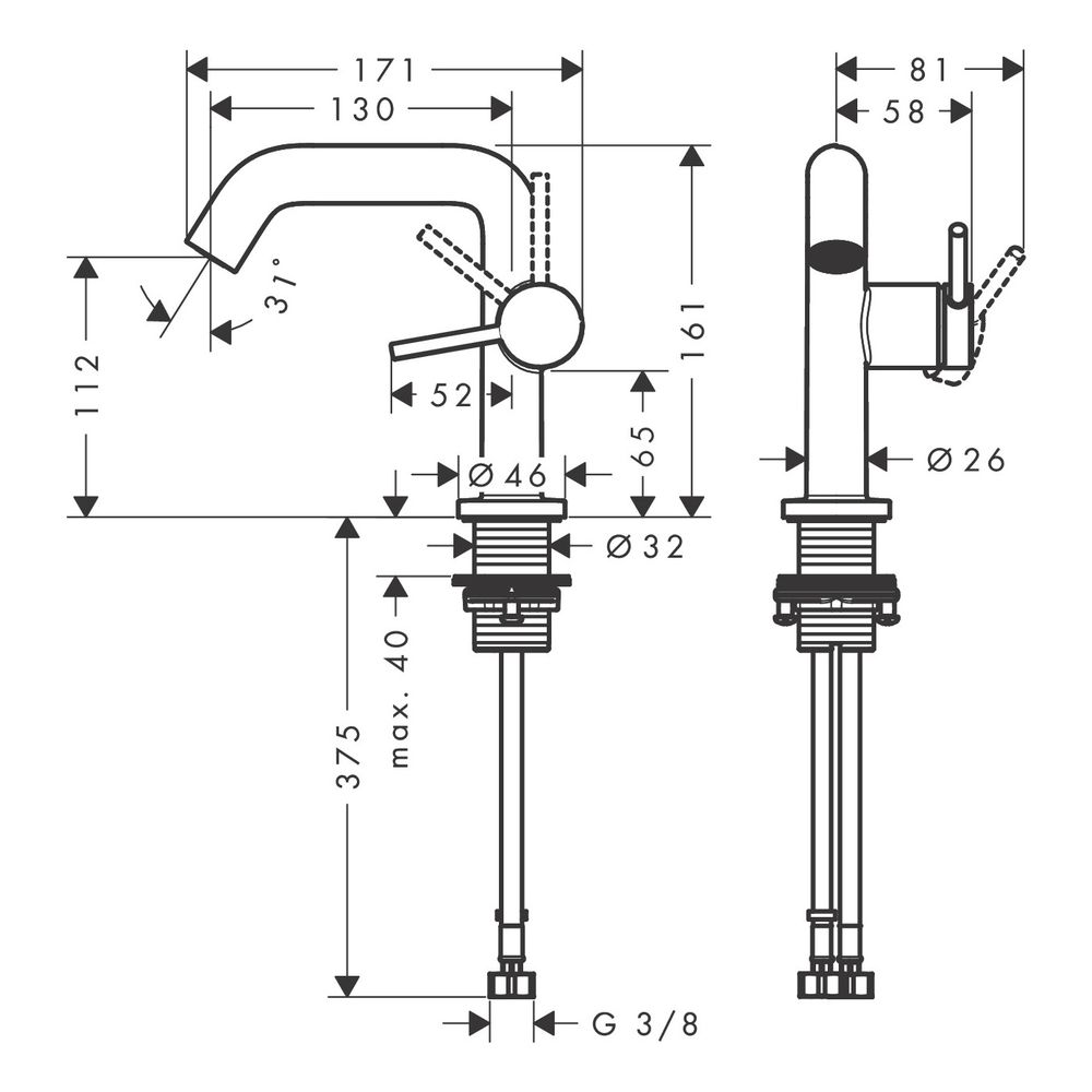 hansgrohe Tecturis S Einhebel-Waschtischmischer 110mm 4l/min Fine CoolStart Chrom, ... HANSGROHE-73321000 4059625474808 (Abb. 3)