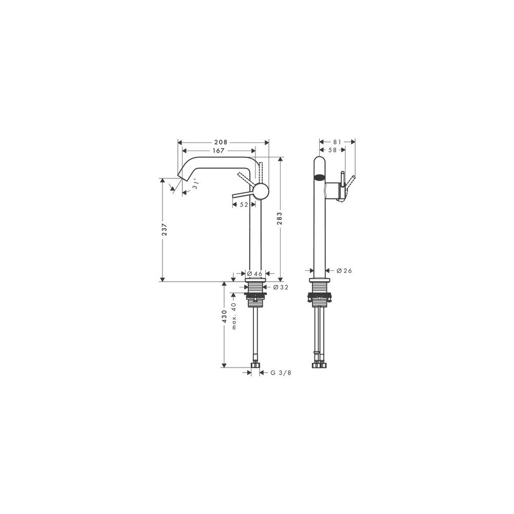 Hansgrohe Tecturis S Einhebel-Waschtischmischer 240mm, 5l/min, Fine CoolStart für A... HANSGROHE-73373340 4059625849095 (Abb. 2)