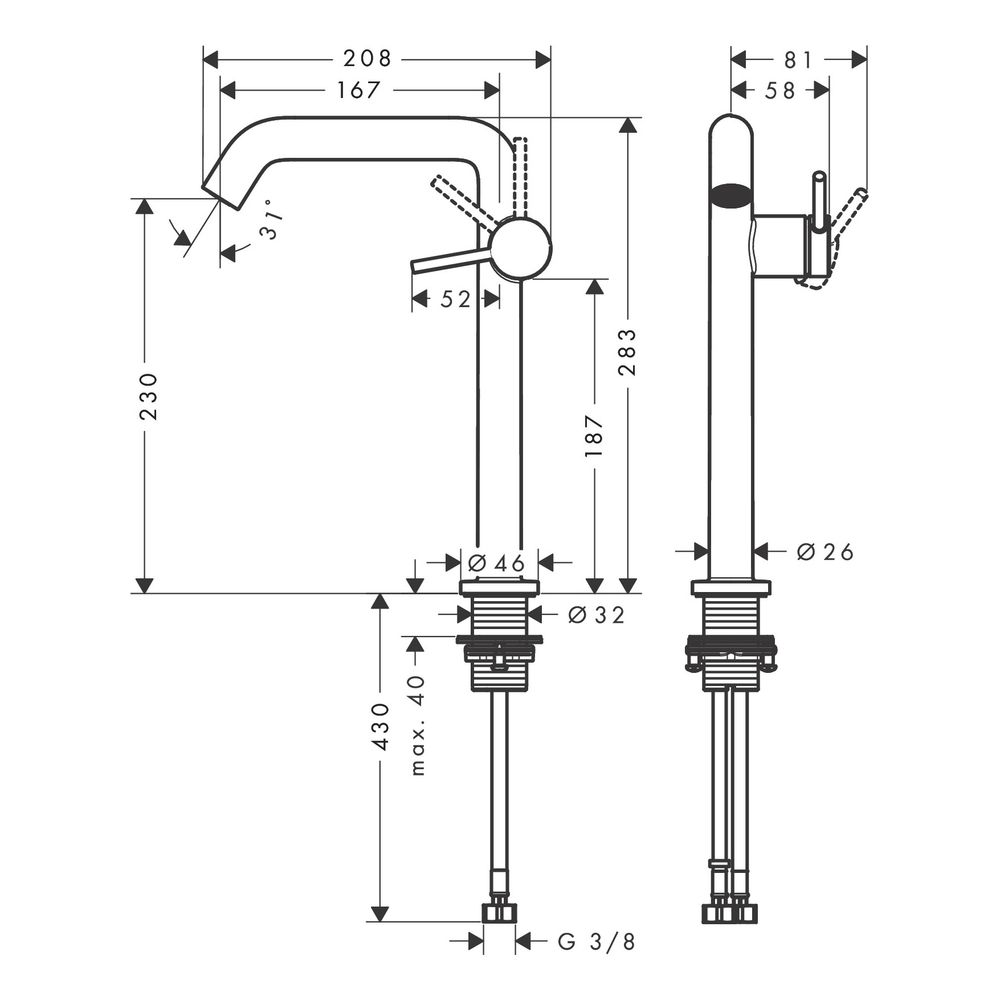 Hansgrohe Tecturis S Einhebel-Waschtischmischer 240mm 4l/min Fine CoolStart EcoSmar... HANSGROHE-73372340 4059625811498 (Abb. 3)