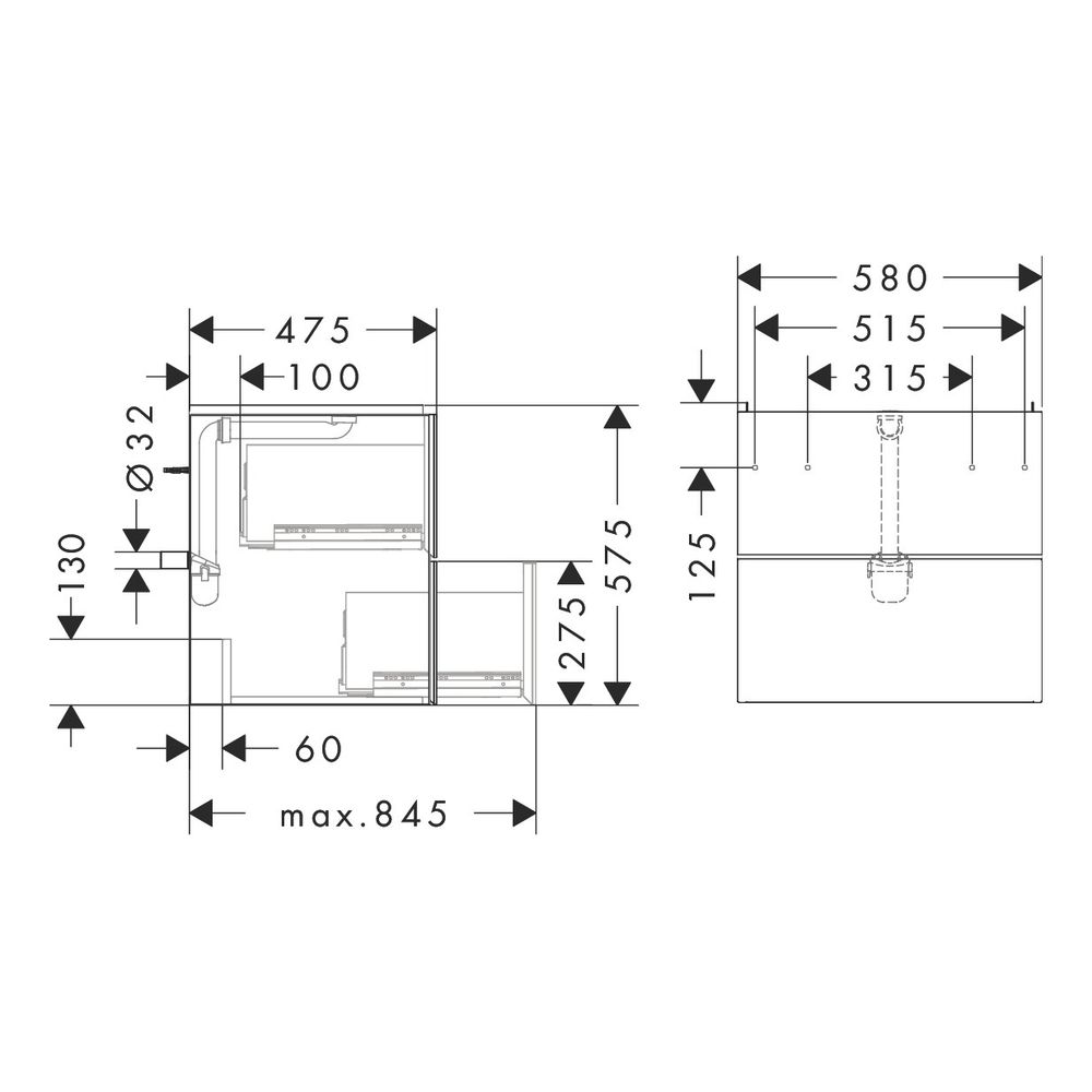 Hansgrohe Xevolos E Waschtischunterschrank Sandbeige Matt 580x475mm, 2 SK für Wasch... HANSGROHE-54176660 4059625634219 (Abb. 2)