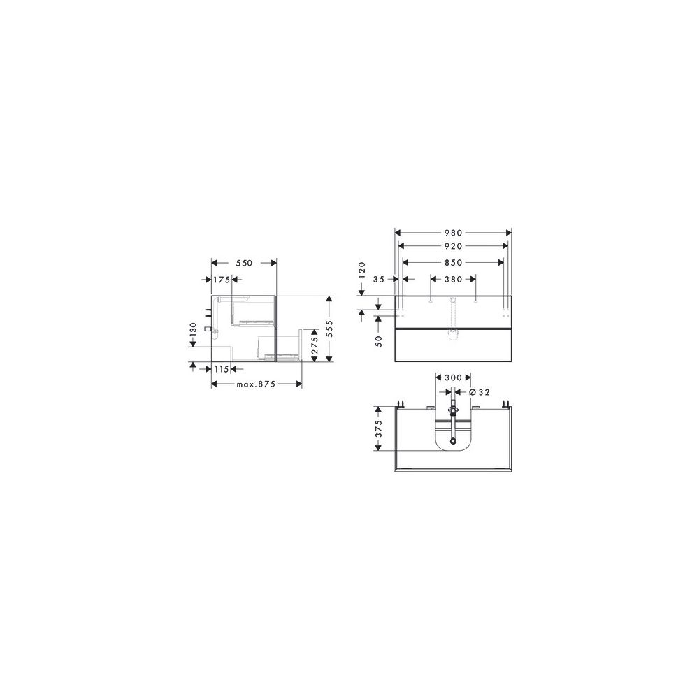 hansgrohe Xevolos E Waschtischunterschrank, Set Schiefergrau Matt 980x550mm Front E... HANSGROHE-54192730 4059625485354 (Abb. 4)