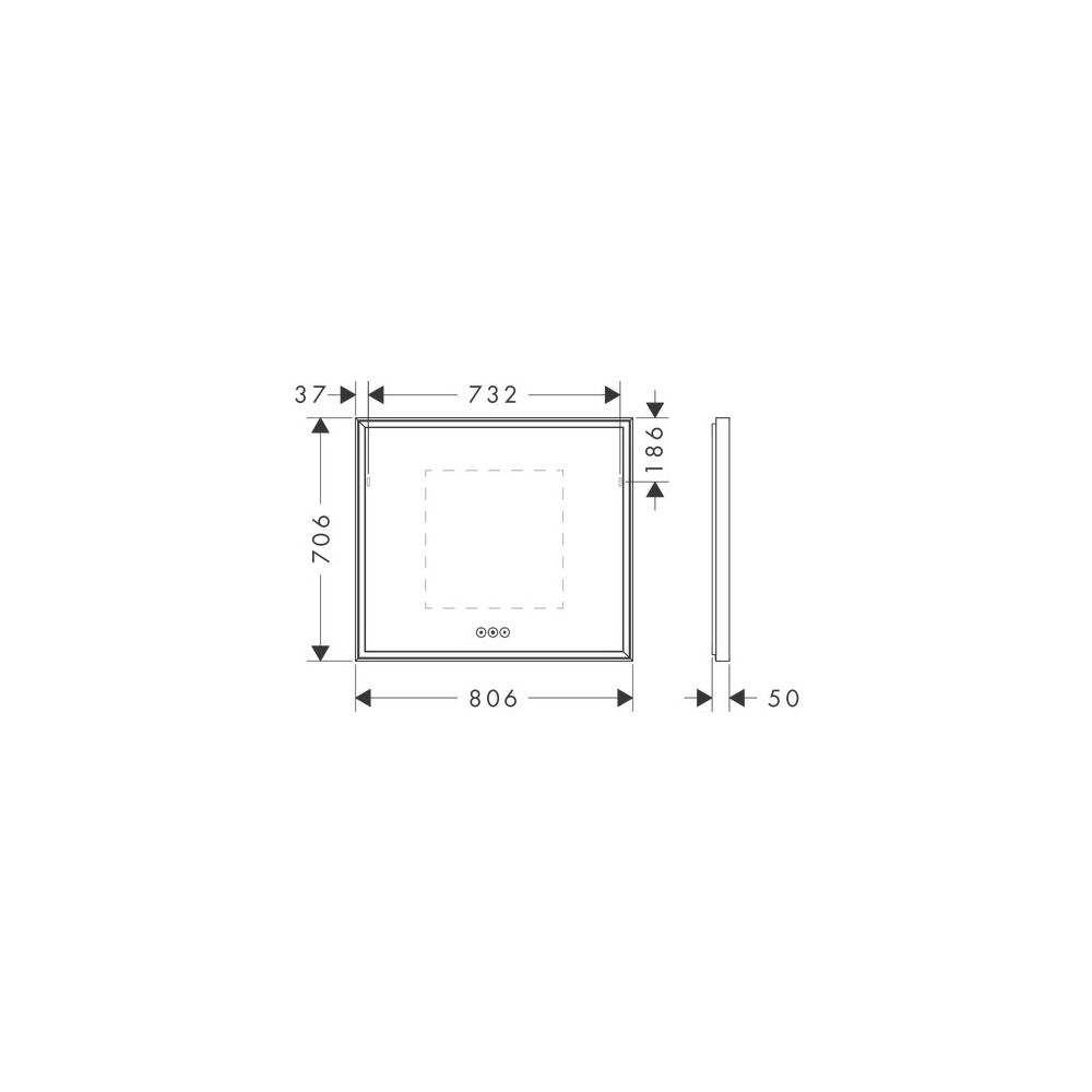 hansgrohe Xarita E Spiegel mit LED-Beleuchtung 800x700x50mm kapazitiver Berührungss... HANSGROHE-54987700 4059625463819 (Abb. 2)