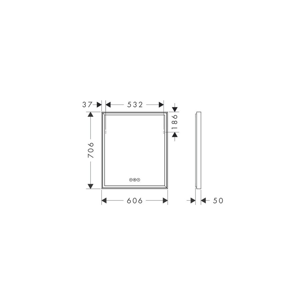 hansgrohe Xarita E Spiegel mit LED-Beleuchtung 600x700x50mm kapazitiver Berührungss... HANSGROHE-54988700 4059625463802 (Abb. 2)