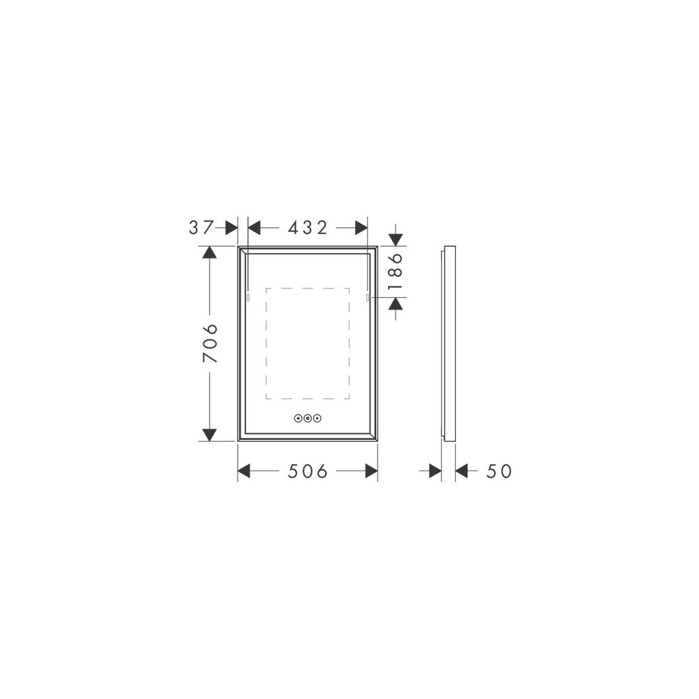 hansgrohe Xarita E Spiegel mit LED-Beleuchtung 500x700x50mm kapazitiver Berührungss... HANSGROHE-54989700 4059625463796 (Abb. 2)